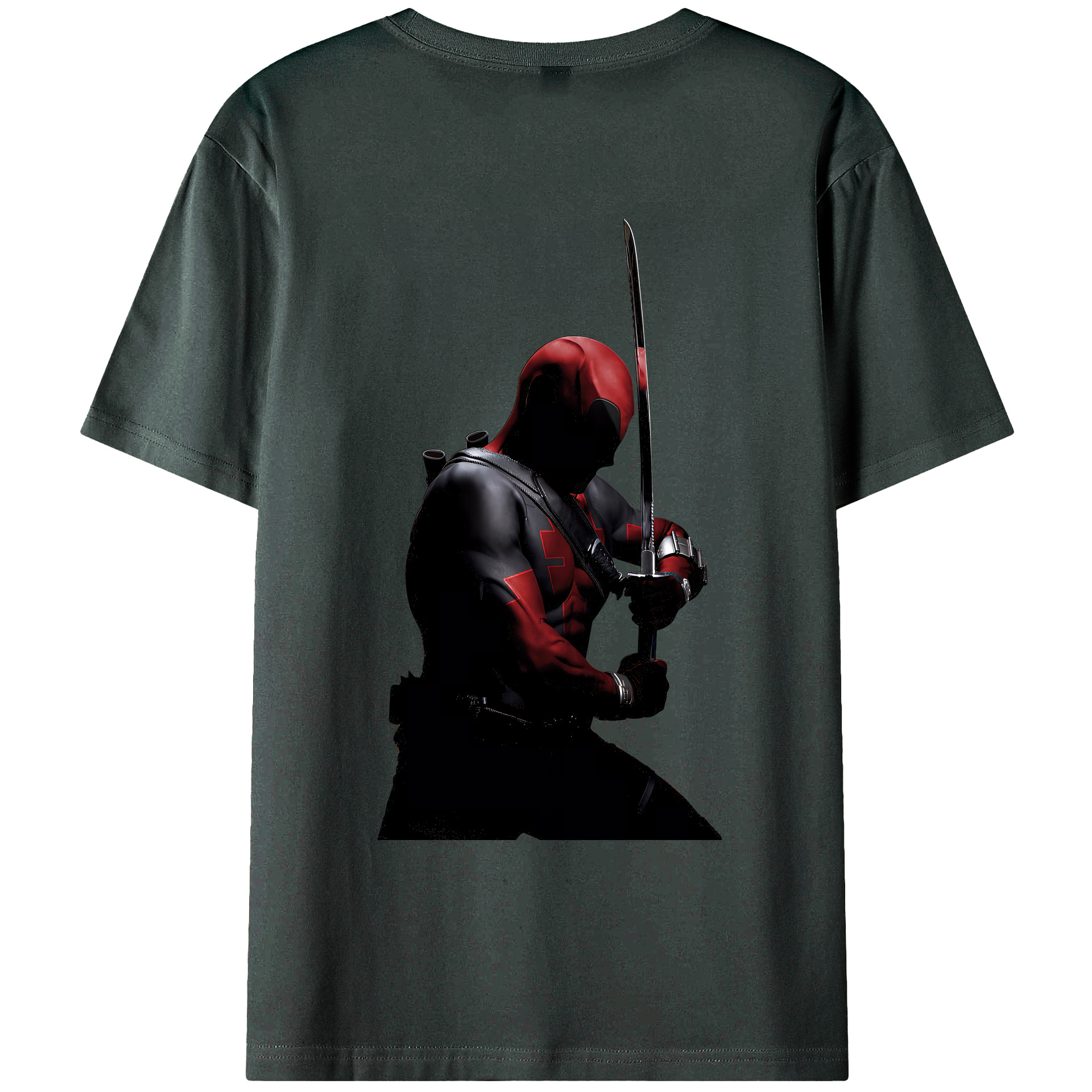（画像用） Deadpool デッドプール 綿100％ メンズ半袖Tシャツ（バックプリント） 通気性